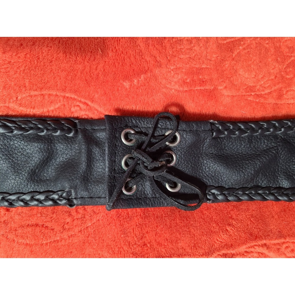Jafrum Leather Motorcycle Chaps Black Braided Trim Adjustable Buckle Biker Wear - Picture 4 of 13